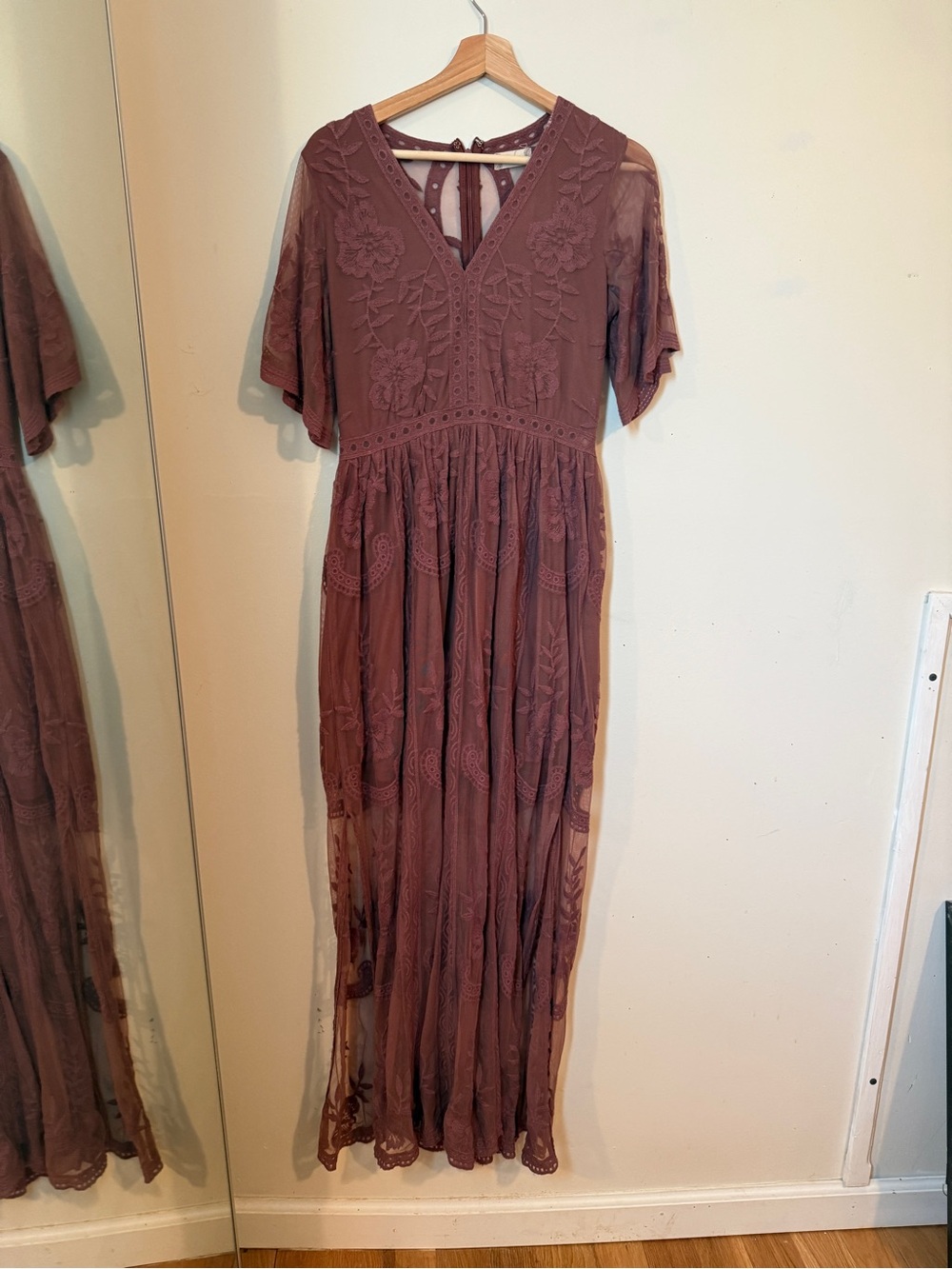 Altar'd State Dusty Mauve Embroidered Dress